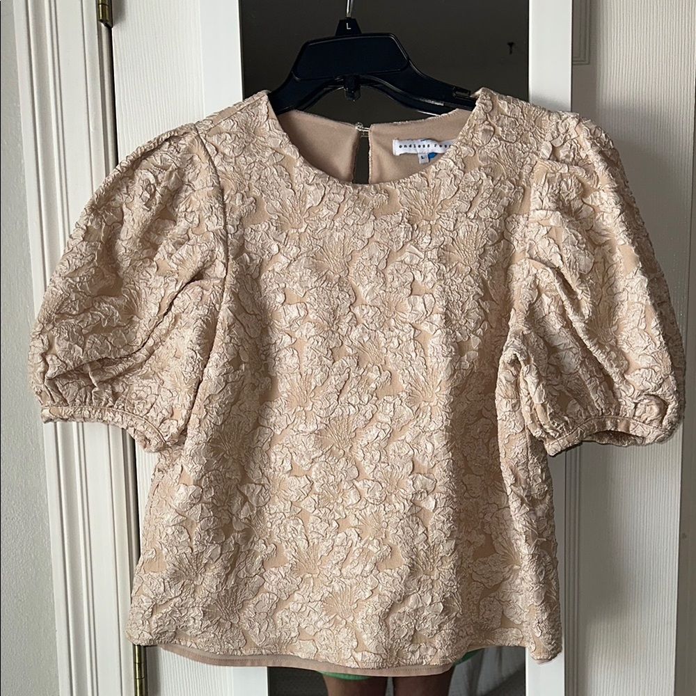 Endless Ross Elegant Beige Lace Puff Sleeve Top
